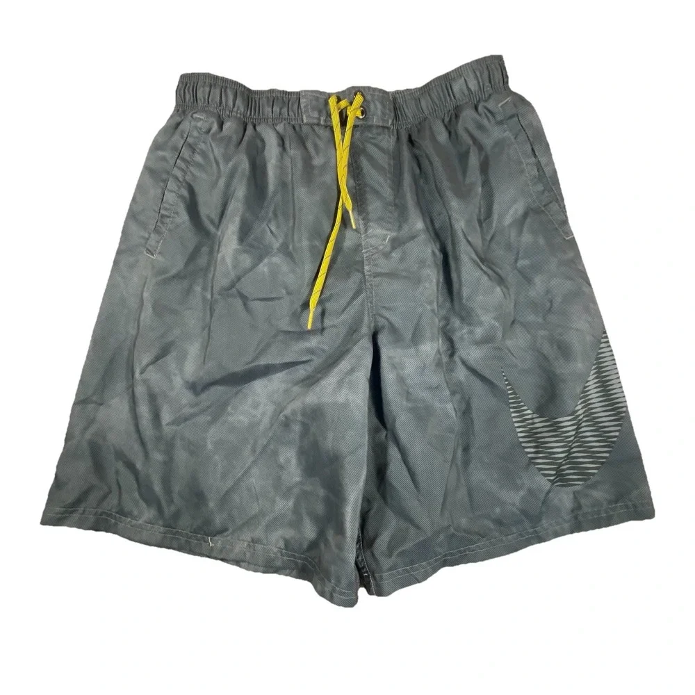 NIKE Swim Shorts XL Big Swoosh Mesh Lined Nylon Pockets Athletic Beach Fish Surf
